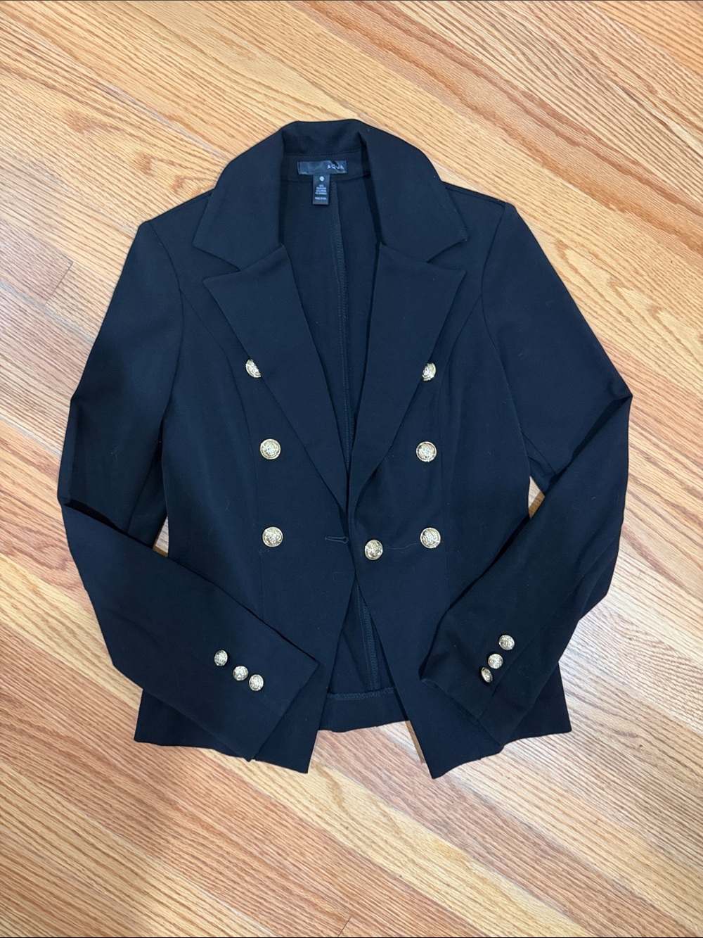 Aqua black blazer with gold buttons